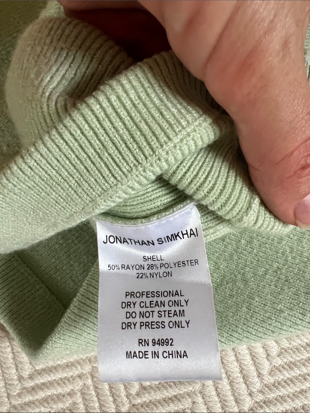 Jonathan Simkhai Ribbed cropped Puff Sleve Sweater Mint medium - Picture 8 of 9